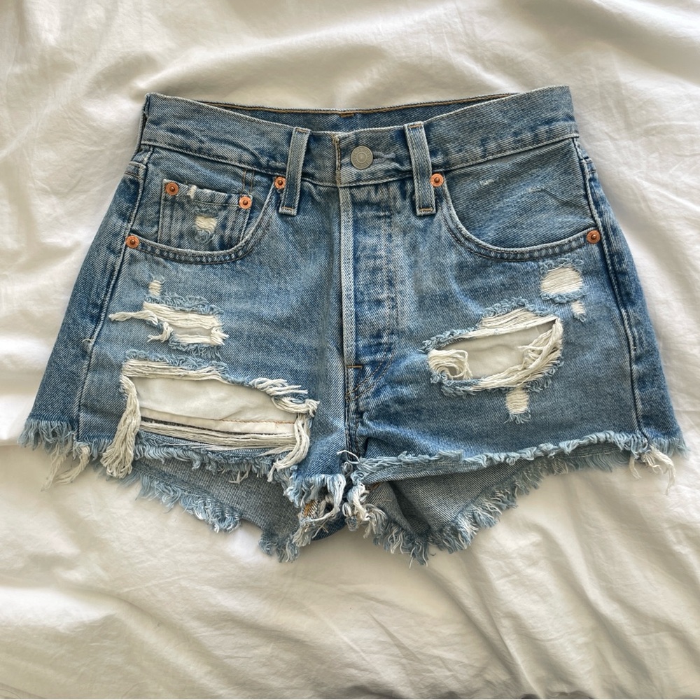 Levi's 501 shorts with distressing